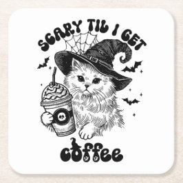 Schattigee Halloween Kattenkoffie – Scary ’Til I G Kartonnen Onderzetters
