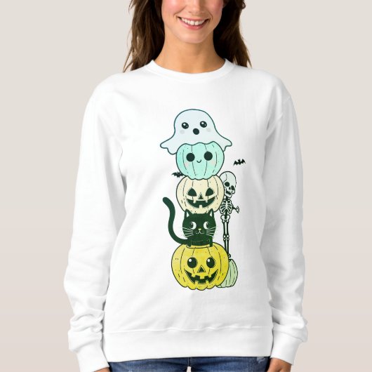 Schattigee Halloween Kawaii Character Stack Sweats Trui (Voorkant)