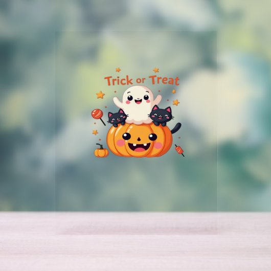 Schattigee Halloween - Kawaii Ghost en Black Cats  Acryl Bord (Neutraal)