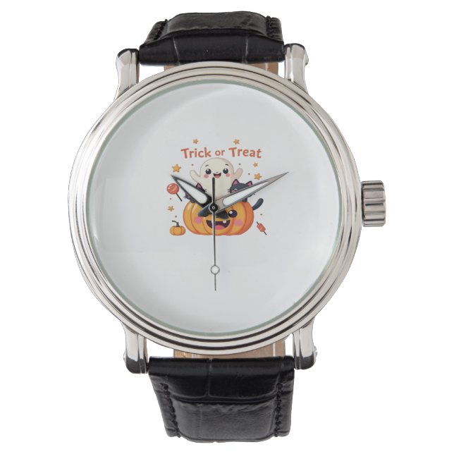 Schattigee Halloween - Kawaii Ghost en Black Cats  Horloge (Voorkant)
