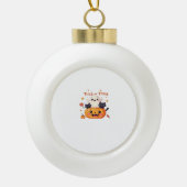Schattigee Halloween - Kawaii Ghost en Black Cats  Keramische Bal Ornament (Voorkant)