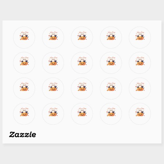 Schattigee Halloween - Kawaii Ghost en Black Cats  Ronde Sticker (Vel)