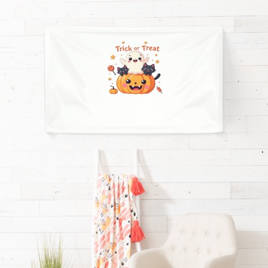 Schattigee Halloween - Kawaii Ghost en Black Cats  Spandoek (Insitu)