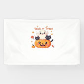 Schattigee Halloween - Kawaii Ghost en Black Cats  Spandoek (Horizontaal)