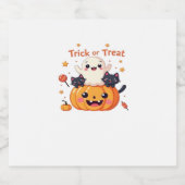 Schattigee Halloween - Kawaii Ghost en Black Cats  Sparkling Wijnetiket (Enkel label)