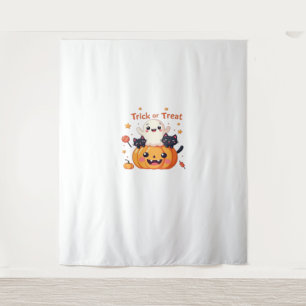 Schattigee Halloween - Kawaii Ghost en Black Cats Wandkleed