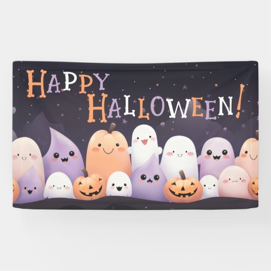 Schattigee Halloween Kawaii Ghost Spandoek (Horizontaal)
