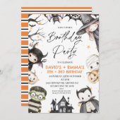 Schattigee Halloween Kinder Boothday Party Join Ve Kaart (Voorkant / Achterkant)