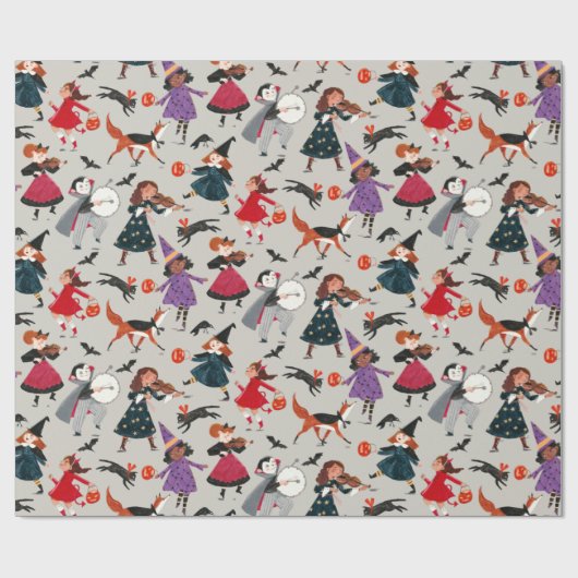 Schattigee Halloween kinder illustratie Cadeaupapier (Vlak)