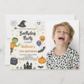 Schattigee Halloween Kinder Uitnodiging met foto (Voorkant)