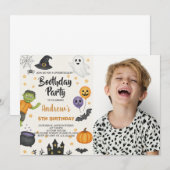 Schattigee Halloween Kinder Uitnodiging met foto (Voorkant / Achterkant)