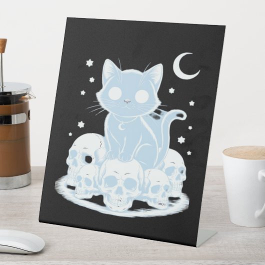 Schattigee Halloween Kitten Cat Gotische Esthetisc Reclamebord Met Voetstuk (Insitu)