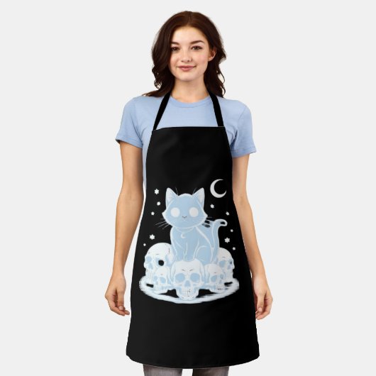 Schattigee Halloween Kitten Cat Gotische Esthetisc Schort (Gedragen)