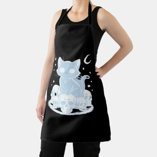 Schattigee Halloween Kitten Cat Gotische Esthetisc Schort (Insitu)