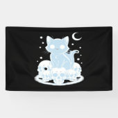 Schattigee Halloween Kitten Cat Gotische Esthetisc Spandoek (Horizontaal)
