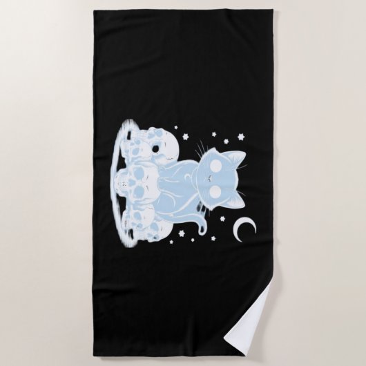 Schattigee Halloween Kitten Cat Gotische Esthetisc Strandlaken (Voorkant)