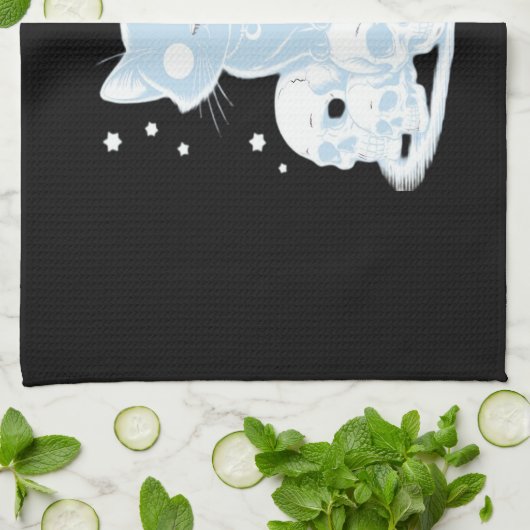 Schattigee Halloween Kitten Cat Gotische Esthetisc Theedoek (Gevouwen)
