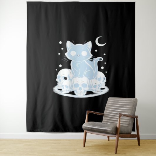 Schattigee Halloween Kitten Cat Gotische Esthetisc Wandkleed (In situ)