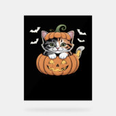 Schattigee Halloween Kitten in een Pumpkin Classic Acryl Bord (Voorkant)