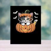 Schattigee Halloween Kitten in een Pumpkin Classic Acryl Bord (Neutraal)
