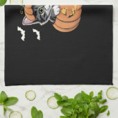 Schattigee Halloween Kitten in een Pumpkin Classic Theedoek (Gevouwen)