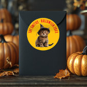 Schattigee Halloween Kitten In Witch Pet Party Fav Ronde Sticker