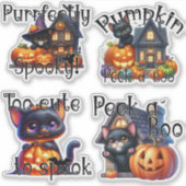 Schattigee Halloween Kittens met Pompoenen Sticker (Voorkant)