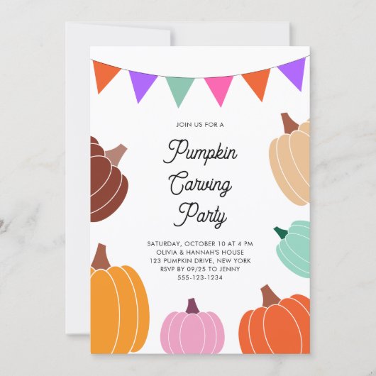 Schattigee Halloween Kleurrijke Pompoen Carving Pa Kaart (Voorkant)