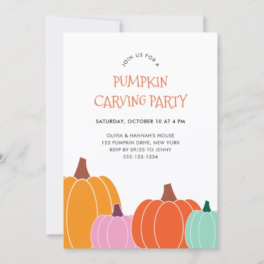 Schattigee Halloween Kleurrijke Pompoen Carving Pa Kaart (Voorkant)