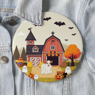 Schattigee Halloween koe en boerderij Ronde Button 6,0 Cm