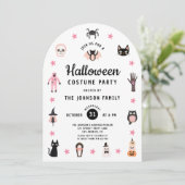Schattigee Halloween Kostuum Feestuitnodiging Kaart (Staand voorkant)