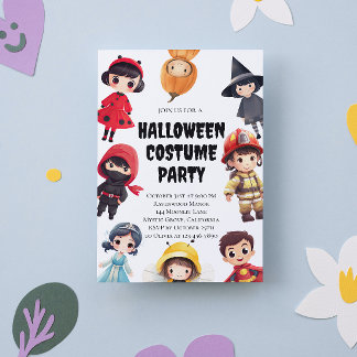 Schattigee Halloween Kostuum Party Invitation voor Kaart