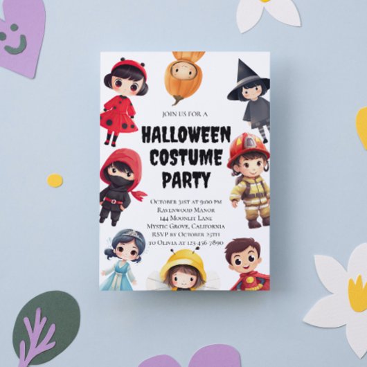 Schattigee Halloween Kostuum Party Invitation voor Kaart
