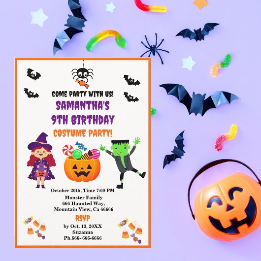 Schattigee Halloween Kostuum Verjaardagsfeest Kaart