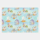 Schattigee Halloween Kostuumdieren Treats Blue Inpakpapier Vel (Voorkant)