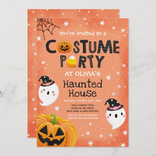 Schattigee Halloween kostuumfeest spooktacular Kaart (Voorkant / Achterkant)