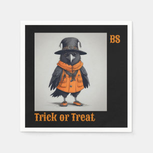 Schattigee Halloween kraai in vermomming   feestel Servet