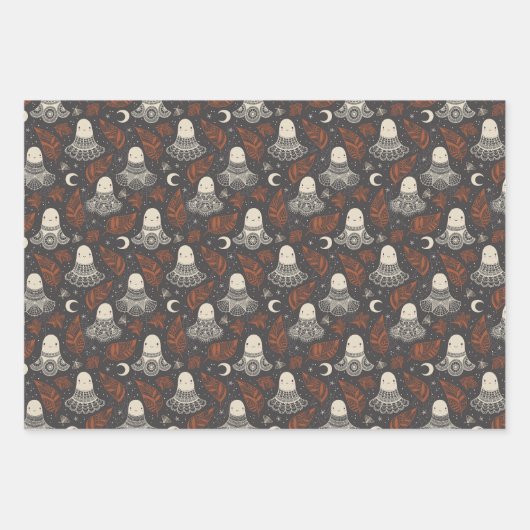 Schattigee Halloween Lace Ghosts Set van drie Inpakpapier Vel (Voorkant 3)