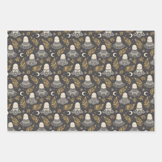 Schattigee Halloween Lace Ghosts Set van drie Inpakpapier Vel (Voorkant 2)