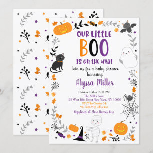 Schattigee Halloween Little Boo Baby shower Kaart