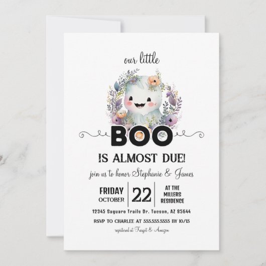 Schattigee Halloween Little Boo Baby shower uitnod Kaart (Voorkant)