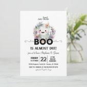 Schattigee Halloween Little Boo Baby shower uitnod Kaart (Staand voorkant)