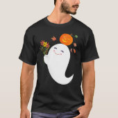 Schattigee Halloween Little Boo Ghost Black T-shirt (Voorkant)