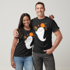 Schattigee Halloween Little Boo Ghost Black T-shirt
