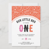 Schattigee Halloween Little Boo Girl Eerste Verjaa Kaart (Voorkant)