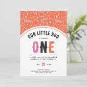 Schattigee Halloween Little Boo Girl Eerste Verjaa Kaart (Staand voorkant)