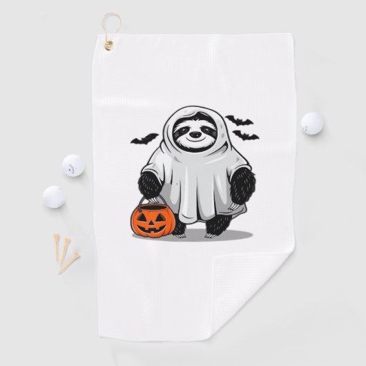 Schattigee Halloween Luiaard T-Shirt Schattig en S Golfhanddoek (Insitu)