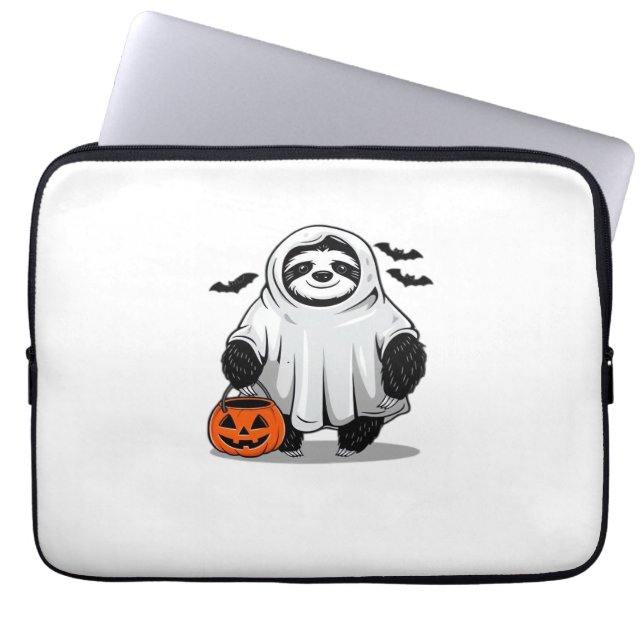 Schattigee Halloween Luiaard T-Shirt Schattig en S Laptop Sleeve (Voorkant)