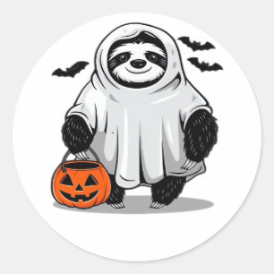 Schattigee Halloween Luiaard T-Shirt Schattig en S Ronde Sticker