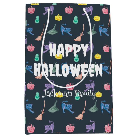 Schattigee Halloween met pompoenen, gepersonalisee Medium Cadeauzakje (Voorkant)